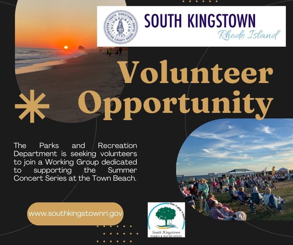 Volunteer advertisement for summer concerts at Town Beach